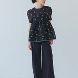 【yori】Lame Clover Puff Sleeve Blouse