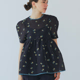 【yori】Lame Clover Puff Sleeve Blouse