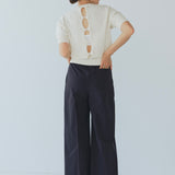 【yori】Back Ribbon Short Sleeve Knit