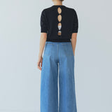 【yori】Back Ribbon Short Sleeve Knit