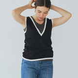 V Neck Knit Mini Gilet
