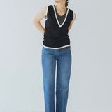 V Neck Knit Mini Gilet