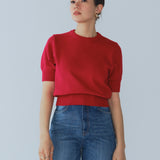 【yori】Back Ribbon Short Sleeve Knit