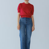 【yori】Back Ribbon Short Sleeve Knit