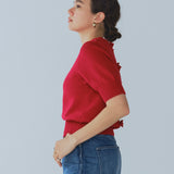 【yori】Back Ribbon Short Sleeve Knit