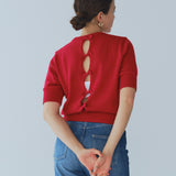 【yori】Back Ribbon Short Sleeve Knit