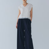 【shirocon】Waist Ribbon Double Tuck Pants