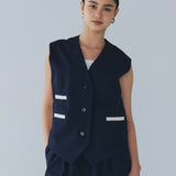 【shirocon】Dry Gaberdine Handsome Gilet