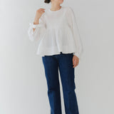 Snow Jacquard Gathered Blouse