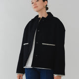 Scalloped Wool Short Coat