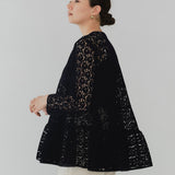 Flocked Lace Tiered Blouse