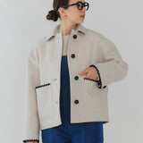 Scalloped Wool Short Coat