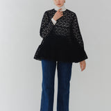 Flocked Lace Tiered Blouse