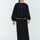 Bi-Color Gathered Blouse