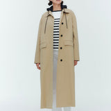 (yori) Hooded Single Long Coat