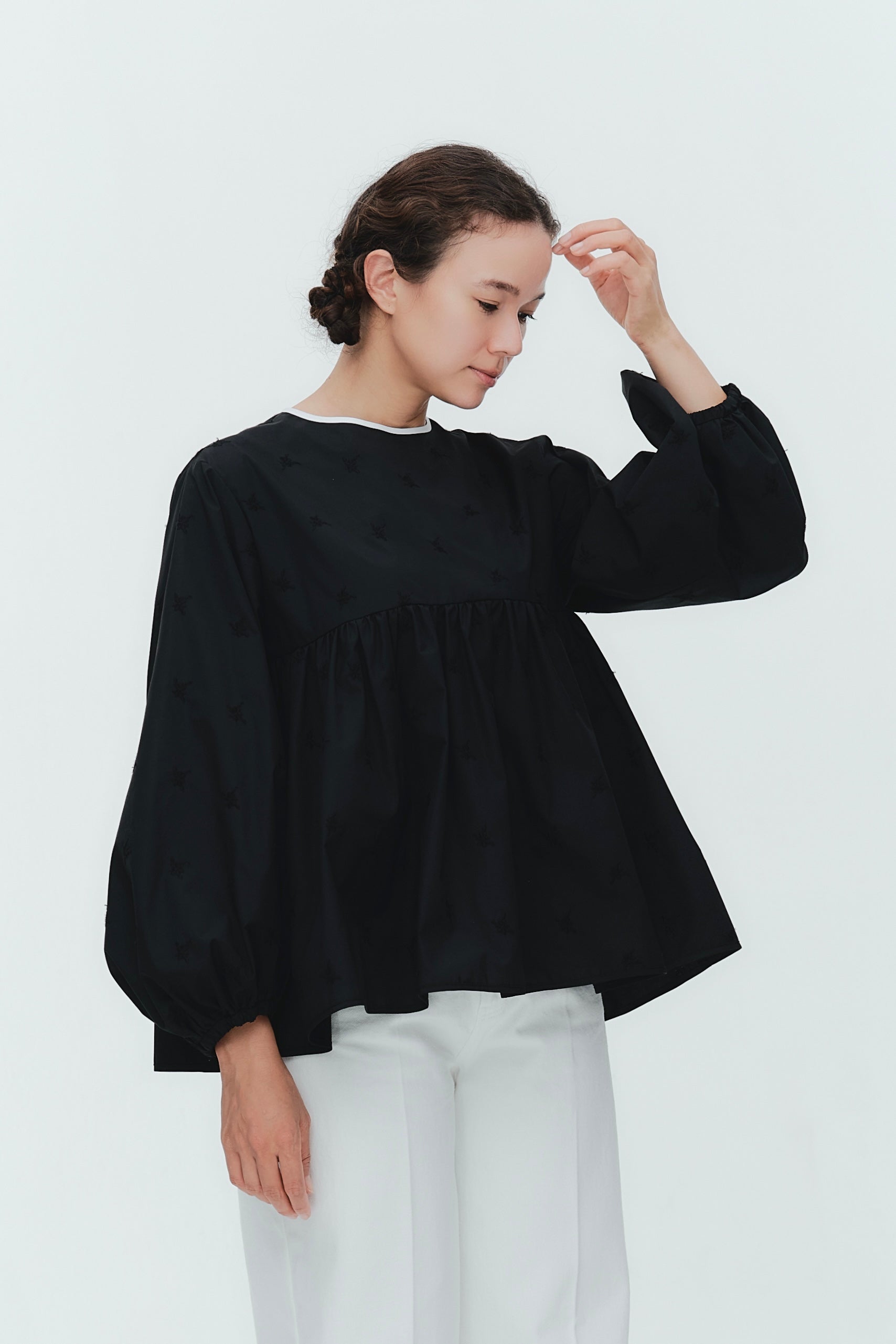 (yori) Blossom Gather Puff Blouse