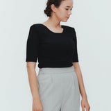 (yori) Shoulder Pad Half Sleeve Tee