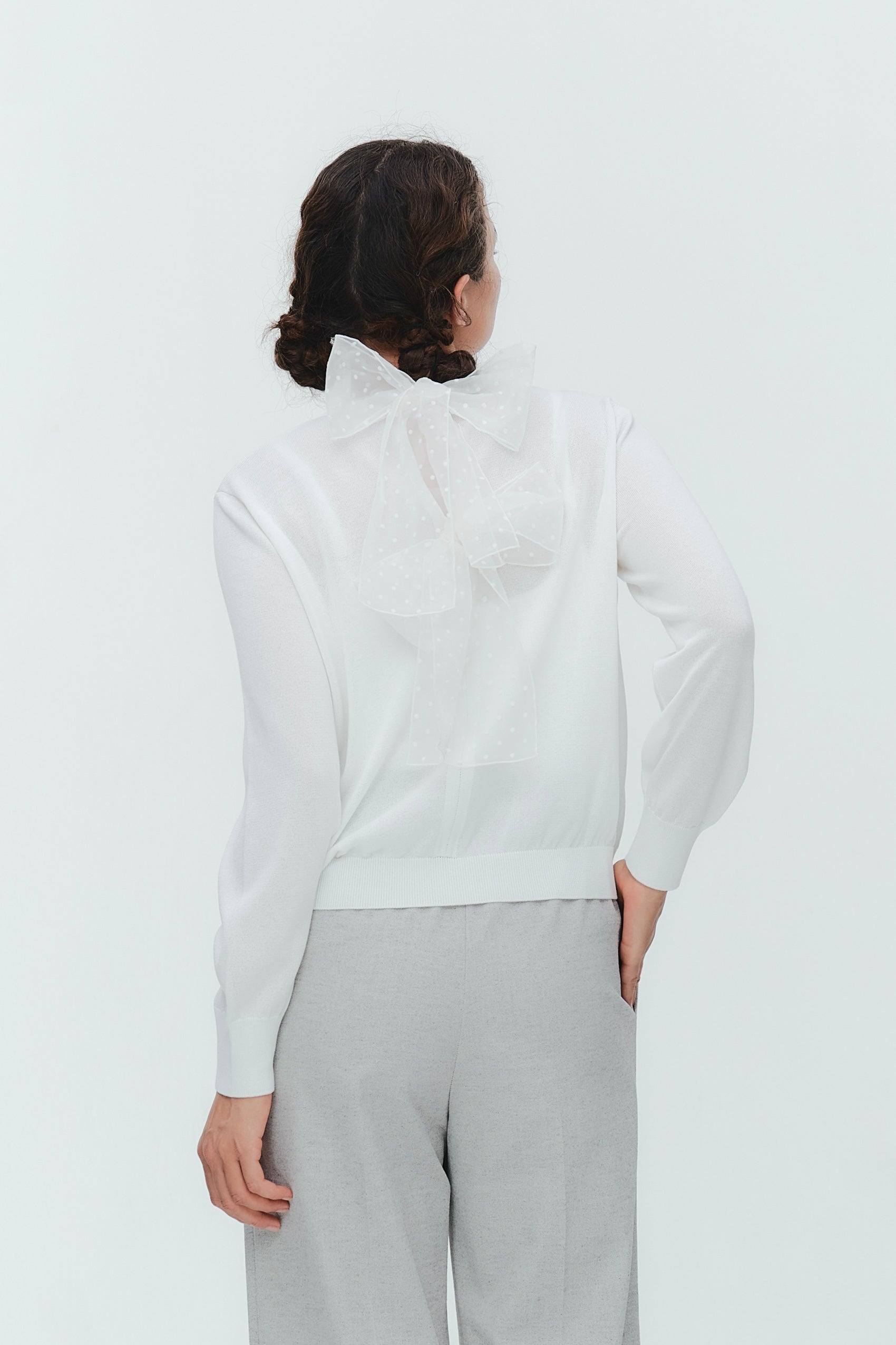 (yori) Back Dot Ribbon Knit