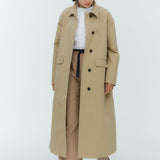 (yori) Hooded Single Long Coat