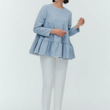 Floral Jacquard Tiered Blouse