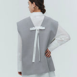 (shirocon) Back Ribbon Over Gilet