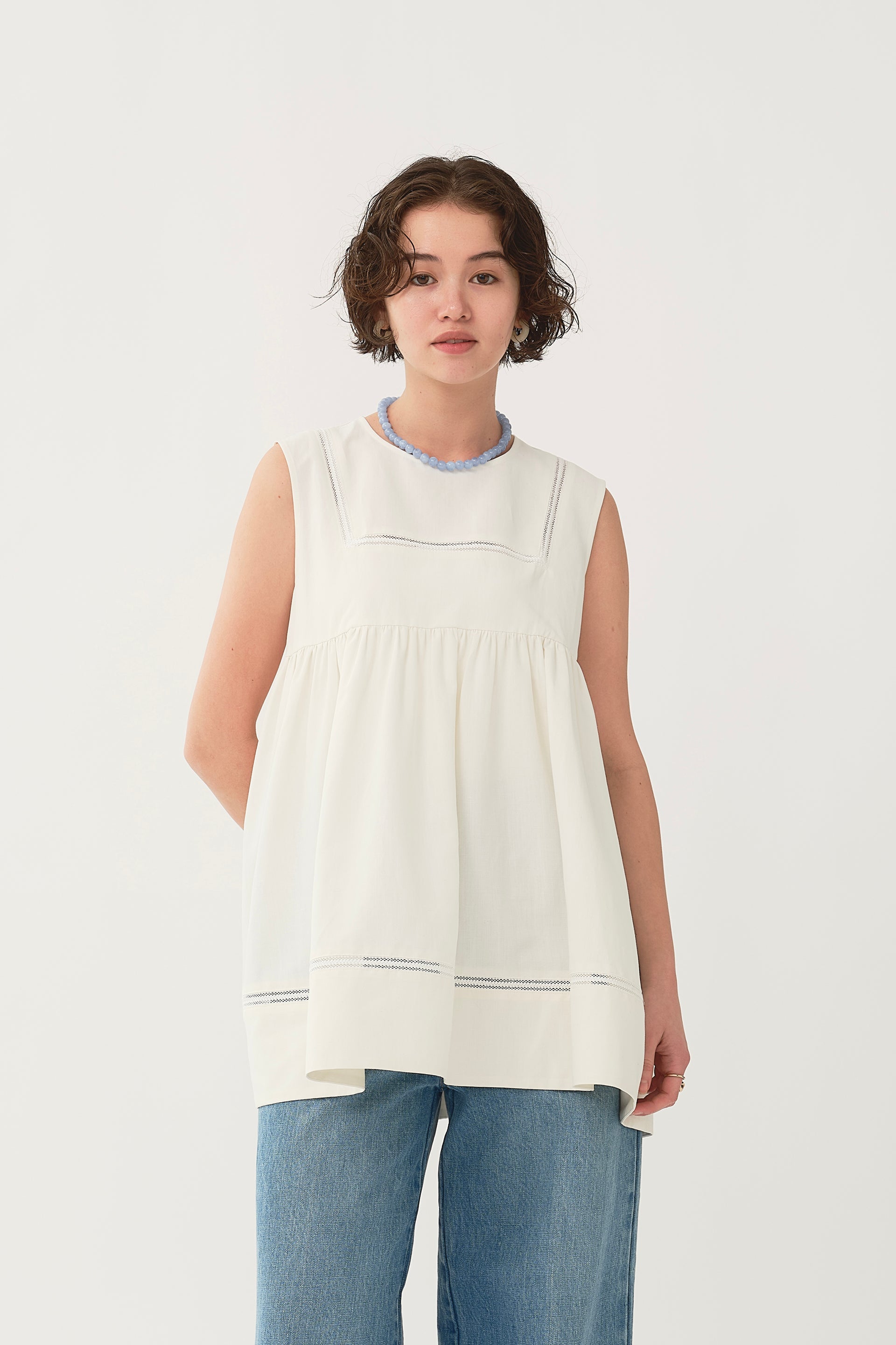 Petite Lace Gather Blouse