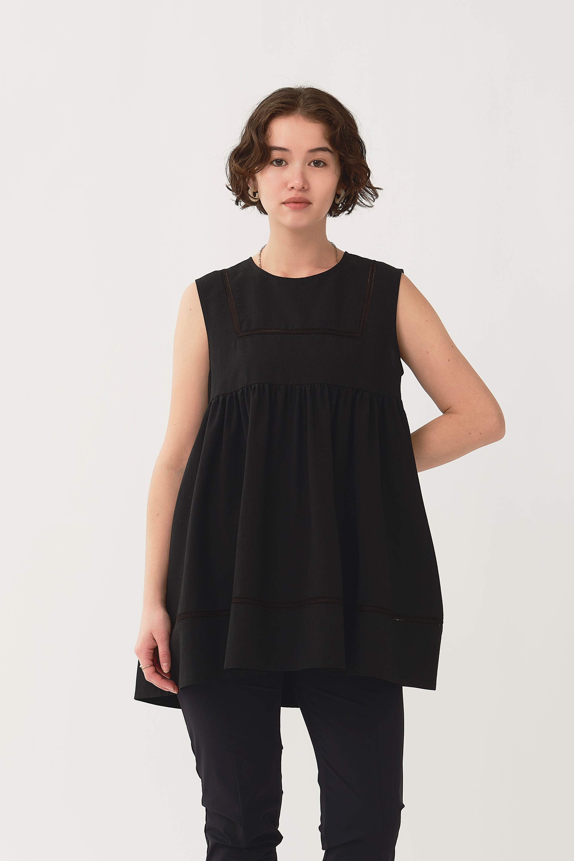 Petite Lace Gather Blouse