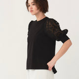 Lilac Jacquard Puff Sleeve Top
