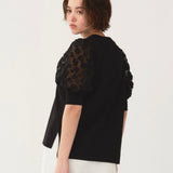 Lilac Jacquard Puff Sleeve Top