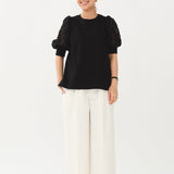 Lilac Jacquard Puff Sleeve Top