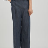 Marine Denim-Style Wide Pants