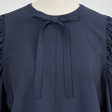 Tuck Shoulder Handsome Blouse Solid