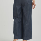 Marine Denim-Style Wide Pants