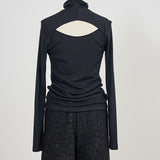 Back Open Turtleneck Cut-and-Sewn