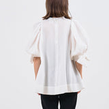 Heart Textured Cuff Ribbon Blouse