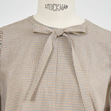 Tuck Shoulder Handsome Blouse Check