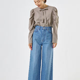 Tuck Shoulder Handsome Blouse Check