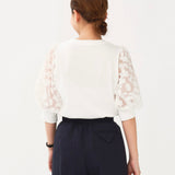 Lilac Jacquard Puff Sleeve Top