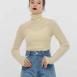 Back Open Turtleneck Cut-and-Sewn