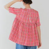 【yori】Check Flared Blouse