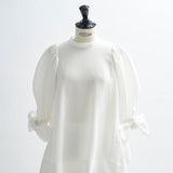 Heart Textured Cuff Ribbon Blouse
