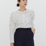 Tuck Shoulder Handsome Blouse Solid
