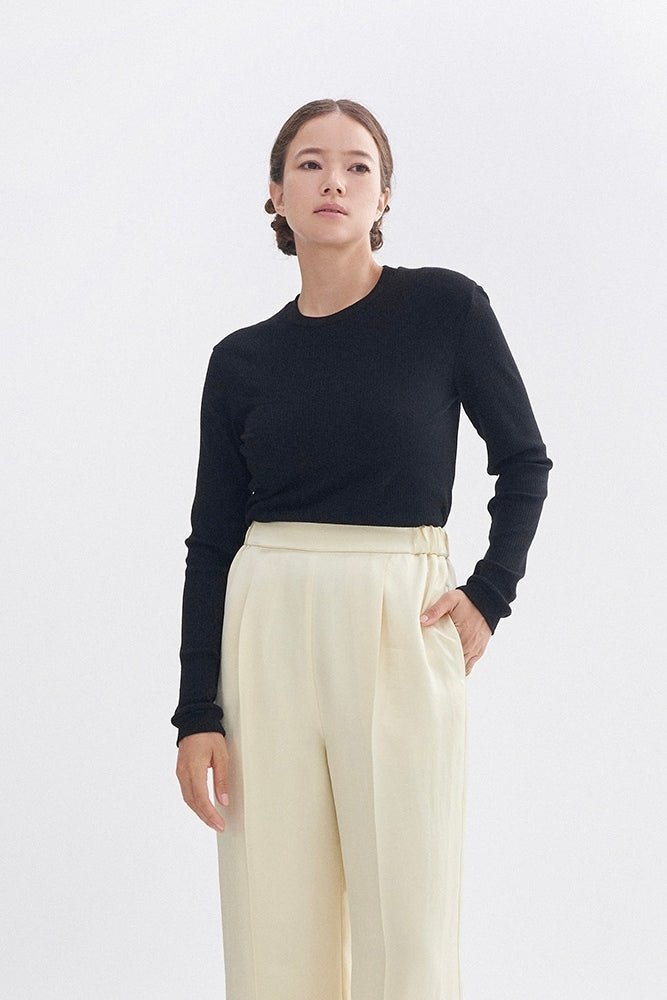 Cashmere Silk Sheer Ribbed Top