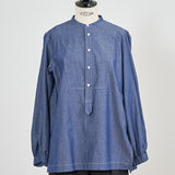 Denim Back Ribbon Gathered Blouse
