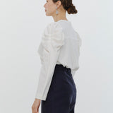 Tuck Shoulder Handsome Blouse Solid