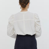 Tuck Shoulder Handsome Blouse Solid