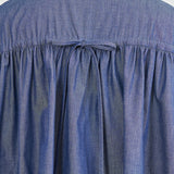 Denim Back Ribbon Gathered Blouse