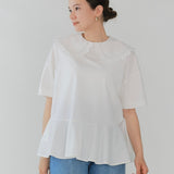 Scalloped Hem Flare Tricot Top
