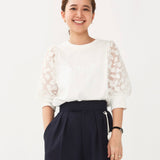 Lilac Jacquard Puff Sleeve Top