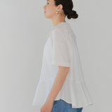 Scalloped Hem Flare Tricot Top